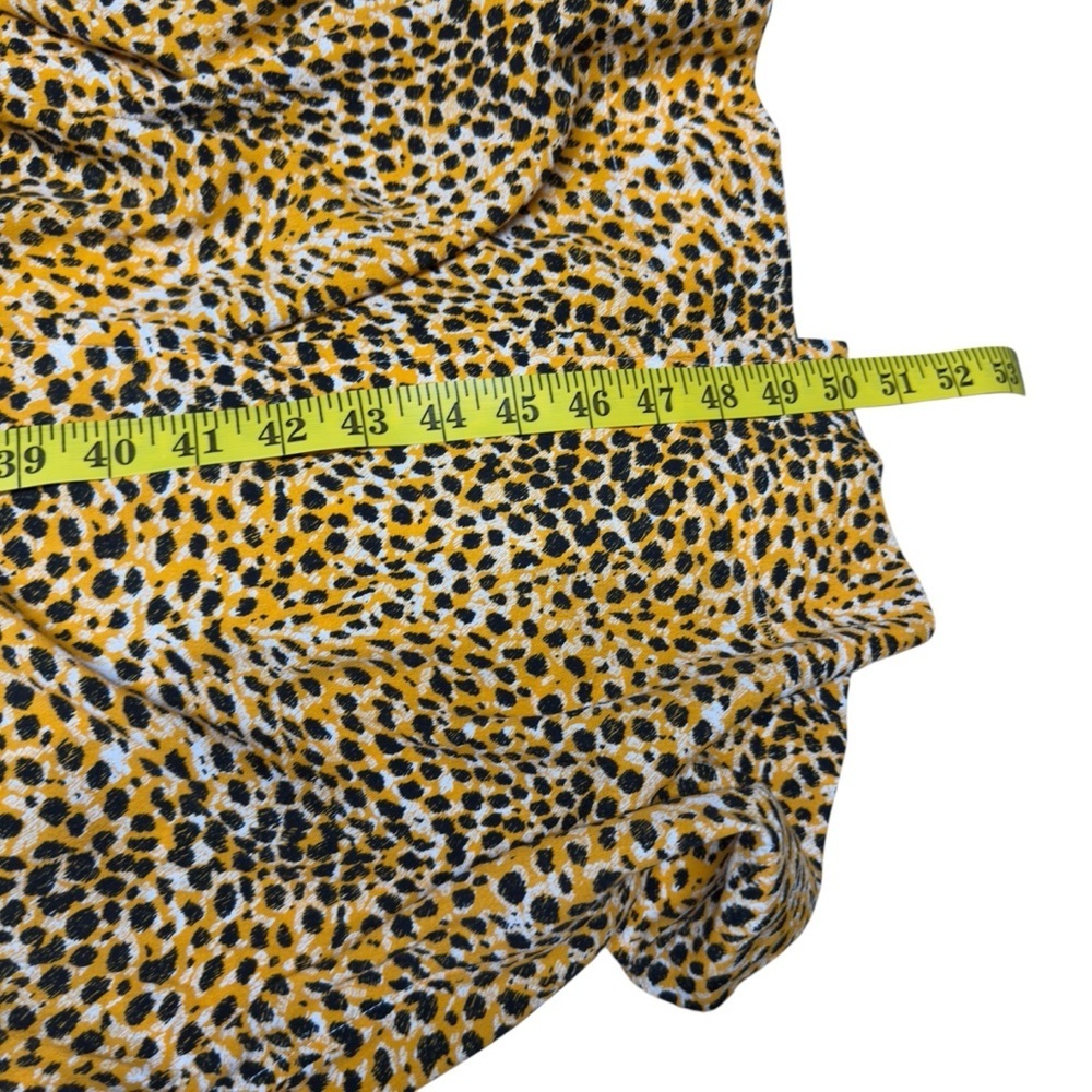 Ganni Wrap-effect Yellow Leopard Print Crepe Buttoned Midi Dress Long Sleeve 42 - Picture 13 of 16